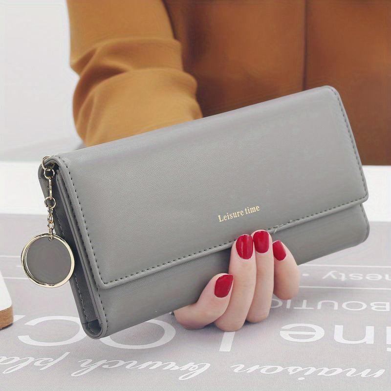 Casual Long Clutch Purse Lightweight Wallet with Pendant