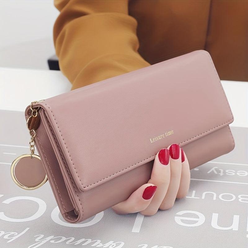 Casual Long Clutch Purse Lightweight Wallet with Pendant