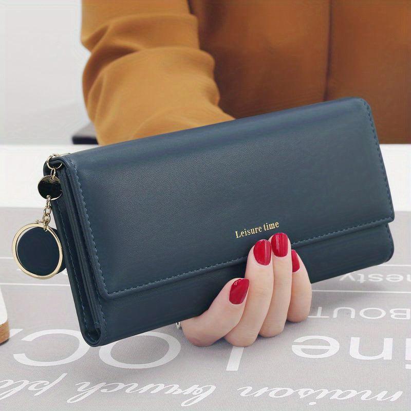 Casual Long Clutch Purse Lightweight Wallet with Pendant