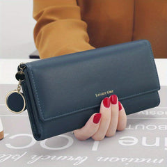 Casual Long Clutch Purse Lightweight Wallet with Pendant