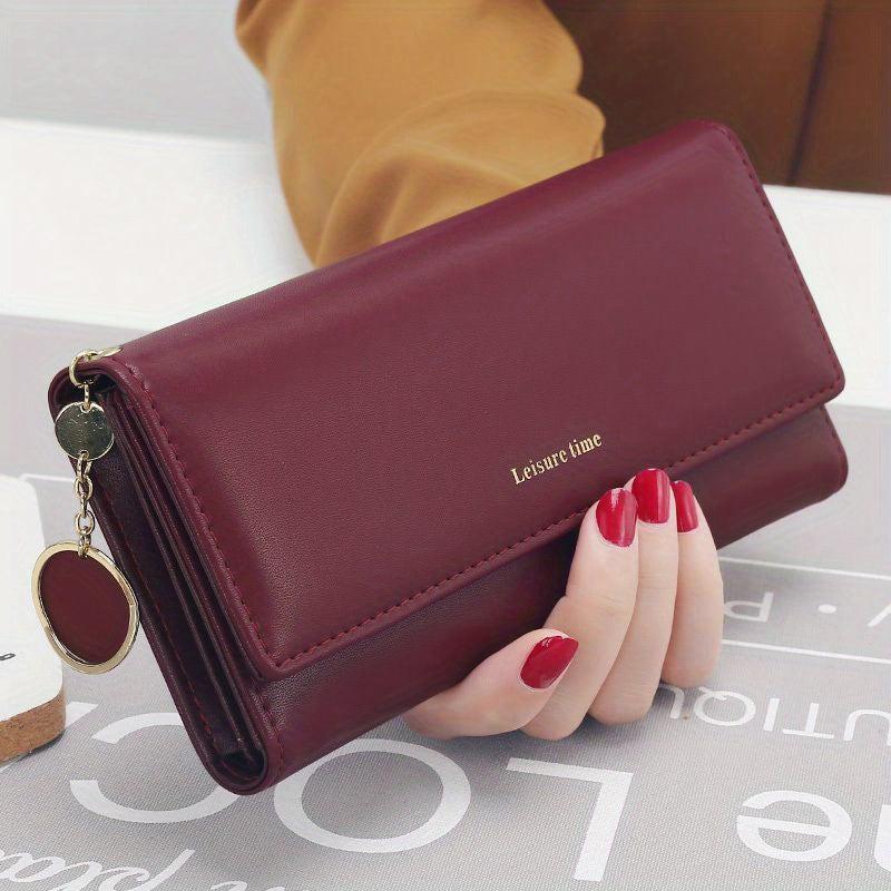 Casual Long Clutch Purse Lightweight Wallet with Pendant