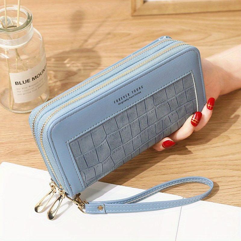 Crocodile Embossed Zip Wallet with Wristband
