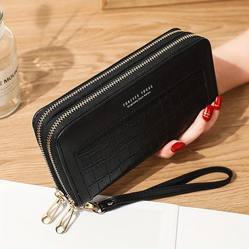 Crocodile Embossed Zip Wallet with Wristband