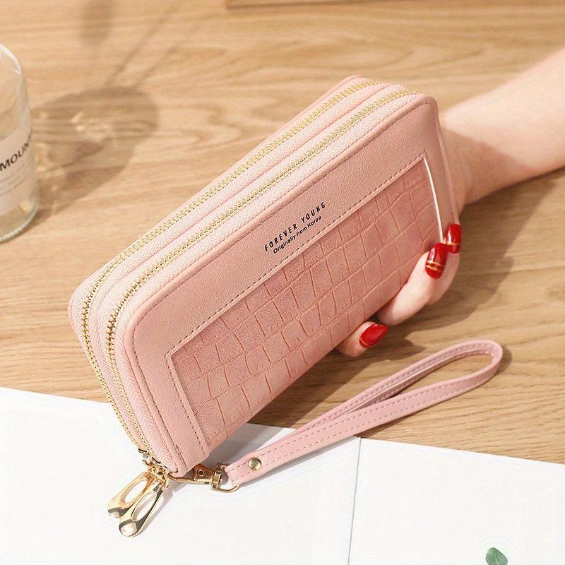 Crocodile Embossed Zip Wallet with Wristband