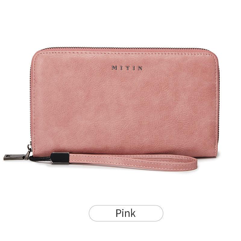 Retro Style Long Wallet With Lanyard Zip Around Women's Wallet