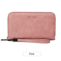 Retro Style Long Wallet With Lanyard Zip Around Women's Wallet