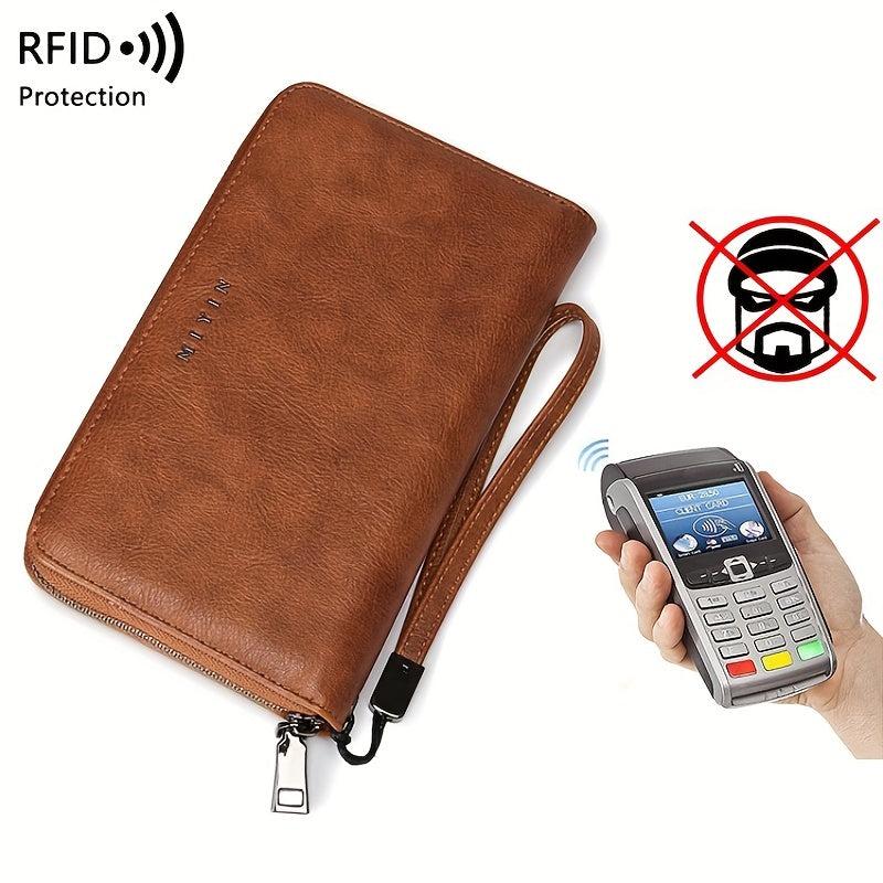 Retro Style Long Wallet With Lanyard Zip Around Women's Wallet