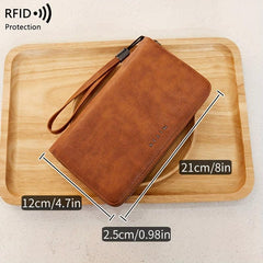 Retro Style Long Wallet With Lanyard Zip Around Women's Wallet