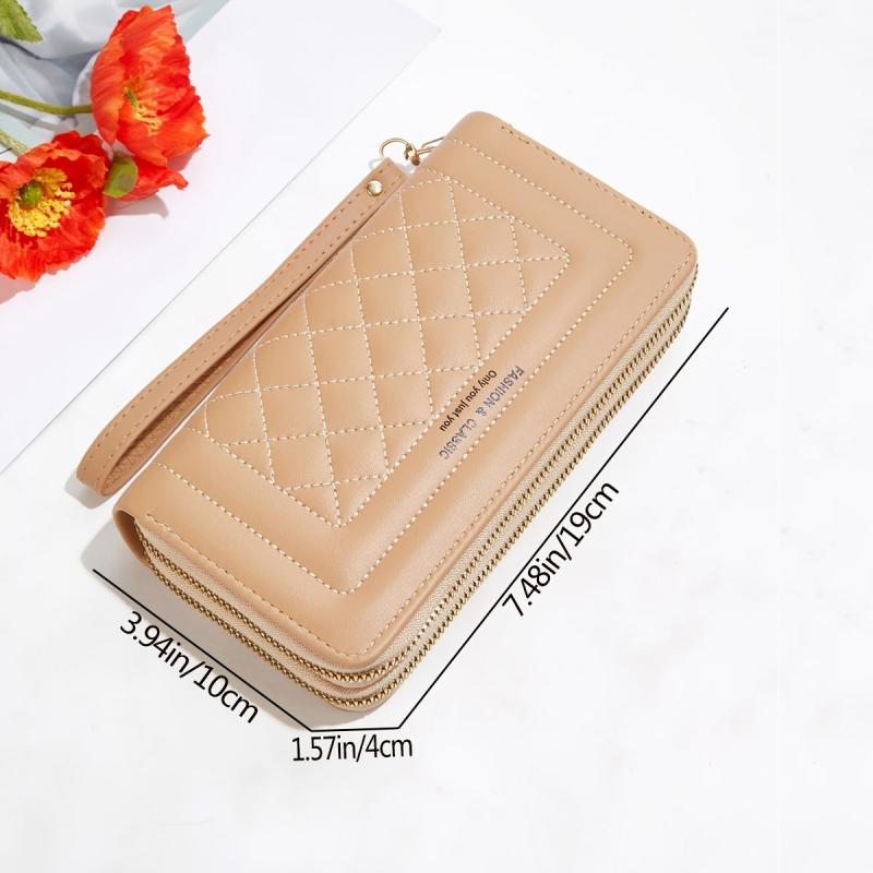 Large Capacity Faux Leather Long Wallet Double Zippers Purse