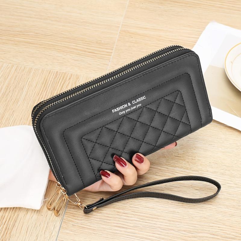 Large Capacity Faux Leather Long Wallet Double Zippers Purse