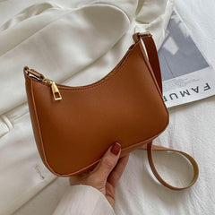 Minimalist Shoulder Bag For Women Solid Underarm Bag Zipper Handbag