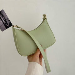 Minimalist Shoulder Bag For Women Solid Underarm Bag Zipper Handbag
