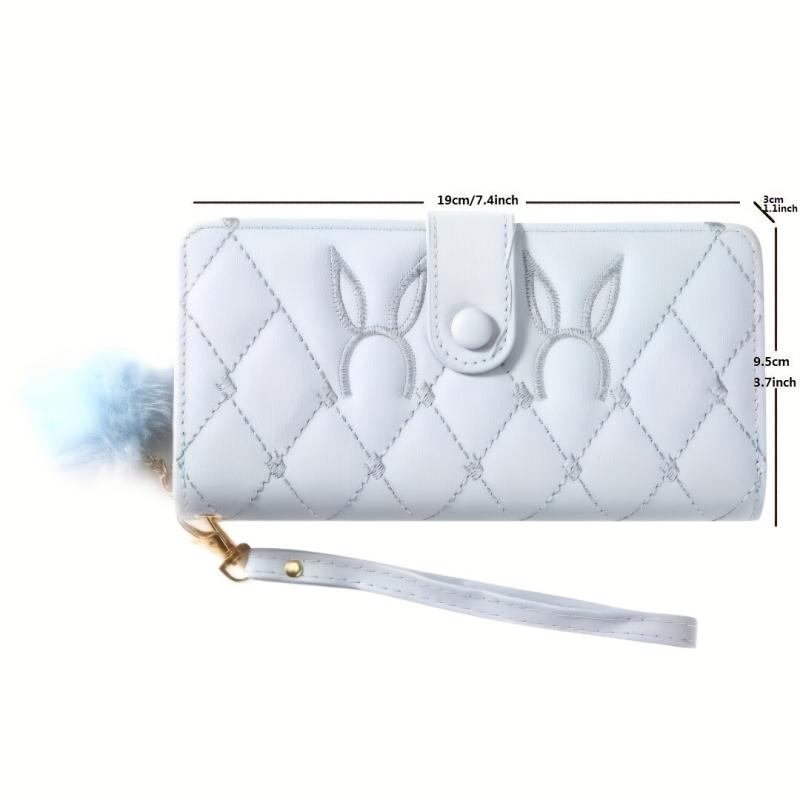 Women's Bunny Embroidered Long Wallet Zipper Portable Clutch Coin Purse