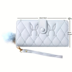 Women's Bunny Embroidered Long Wallet Zipper Portable Clutch Coin Purse