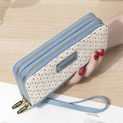Women's Long Coin Purse Zip Wallet Clutch with Wristband