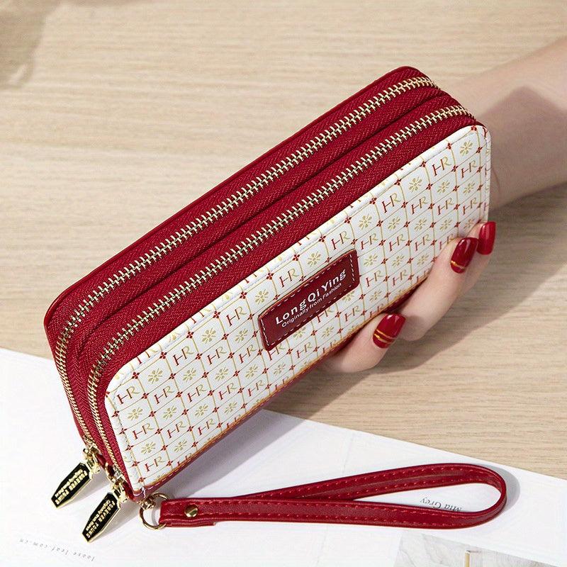 Women's Long Coin Purse Zip Wallet Clutch with Wristband