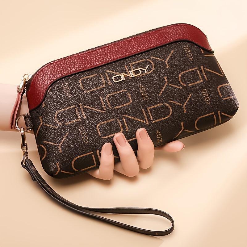 Stylish Vintage Long Clutch Zipper Purse With Wristband