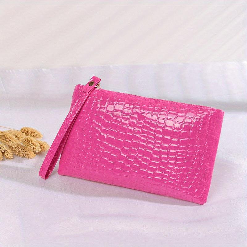 Crocodile Embossed Long Wallet Zipper Coin Purse