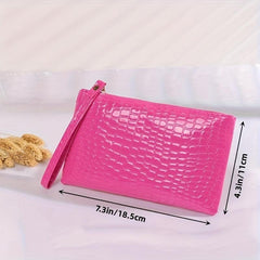 Crocodile Embossed Long Wallet Zipper Coin Purse