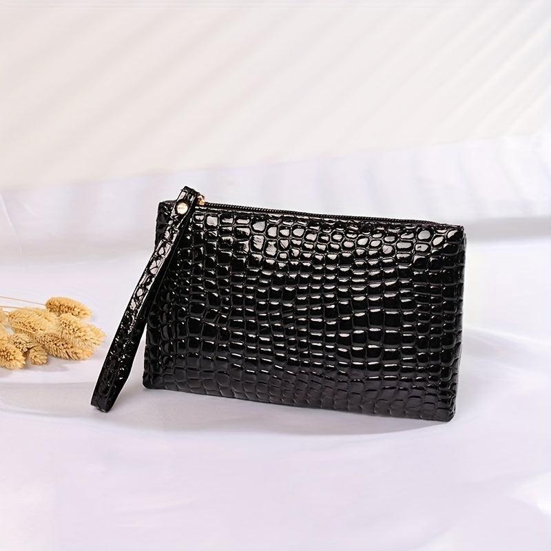 Crocodile Embossed Long Wallet Zipper Coin Purse