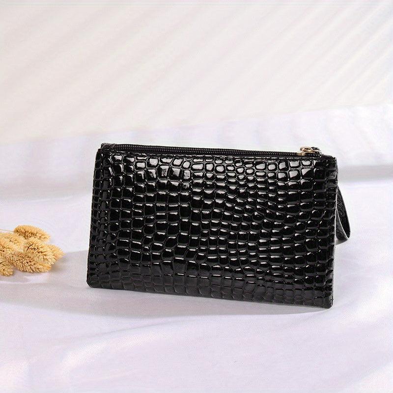Crocodile Embossed Long Wallet Zipper Coin Purse