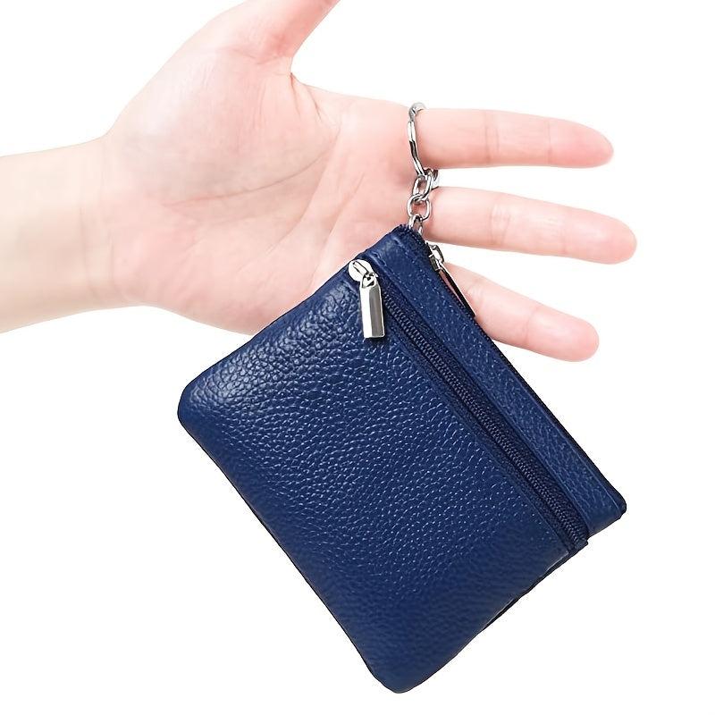 Mini Minimal Coin Purse Clutch Zipper Short Wallet Faux Leather Bag