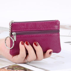 Mini Minimal Coin Purse Clutch Zipper Short Wallet Faux Leather Bag