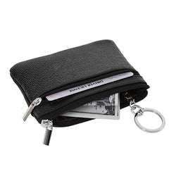 Mini Minimal Coin Purse Clutch Zipper Short Wallet Faux Leather Bag
