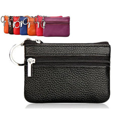Mini Minimal Coin Purse Clutch Zipper Short Wallet Faux Leather Bag