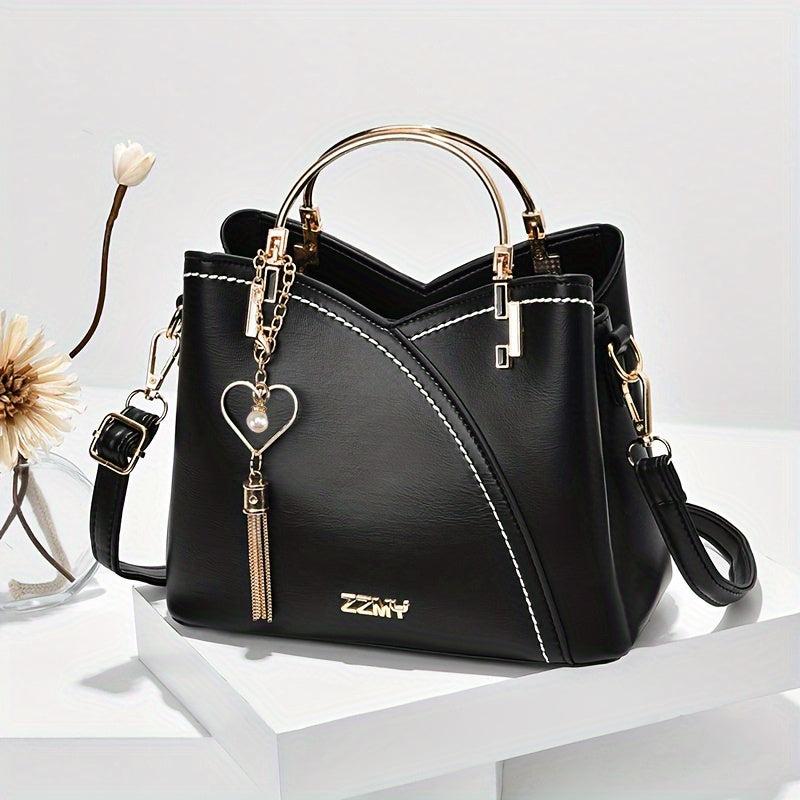 Metal Tassel Crossbody Bag Women's Top Ring Purse 9-Inch