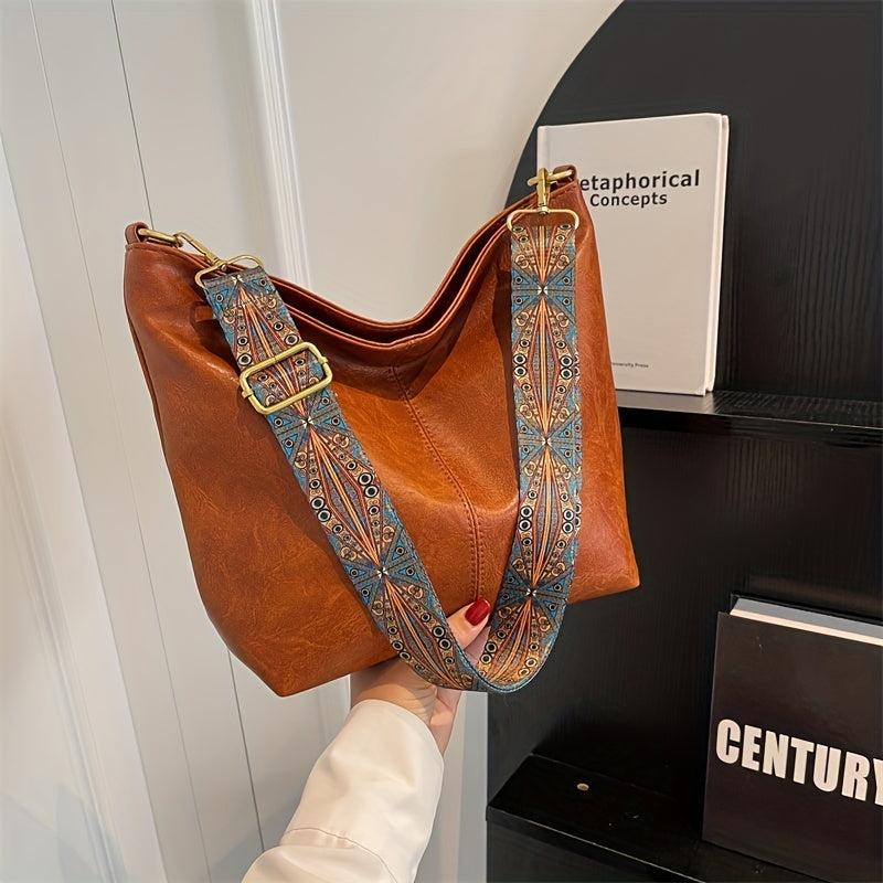 Vintage Crossbody Bag Large Capacity Ethnic Strap Shoulder Bag