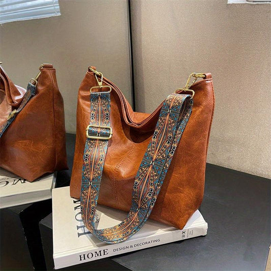 Vintage Crossbody Bag Large Capacity Ethnic Strap Shoulder Bag