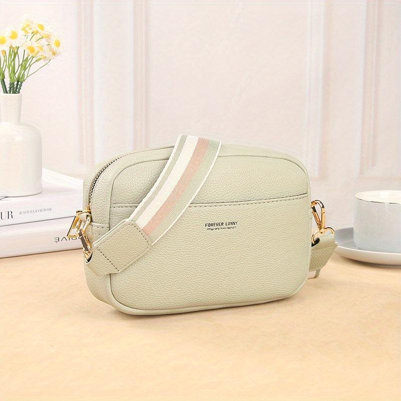 Waterproof Plain Zipper Crossbody Bag With Removable Strap