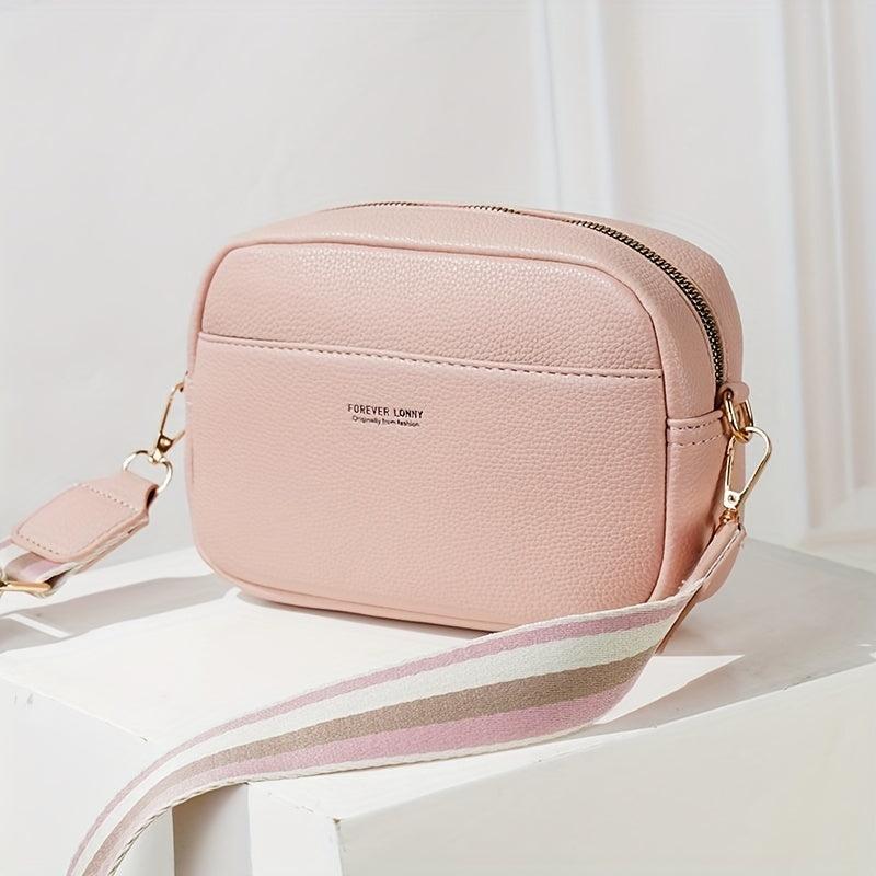 Waterproof Plain Zipper Crossbody Bag With Removable Strap