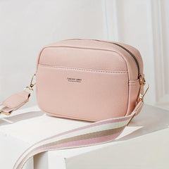 Waterproof Plain Zipper Crossbody Bag With Removable Strap
