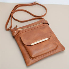 Zipper Crossbody Bag PU Leather Textured Bag Purse