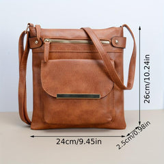 Zipper Crossbody Bag PU Leather Textured Bag Purse