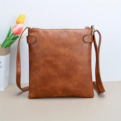 Zipper Crossbody Bag PU Leather Textured Bag Purse