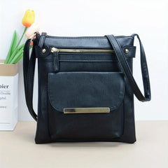 Zipper Crossbody Bag PU Leather Textured Bag Purse