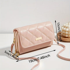Quilted Detail Coin Purse Solid Shoulder Bag Zipper Clutch