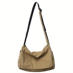 Canvas Messenger Bag Large Capacity Crossbody Bag Student Flap Shoulder Bag