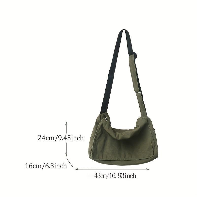 Canvas Messenger Bag Large Capacity Crossbody Bag Student Flap Shoulder Bag