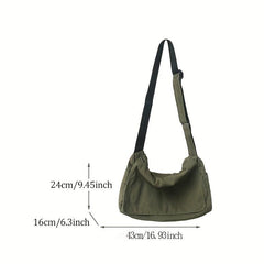 Canvas Messenger Bag Large Capacity Crossbody Bag Student Flap Shoulder Bag