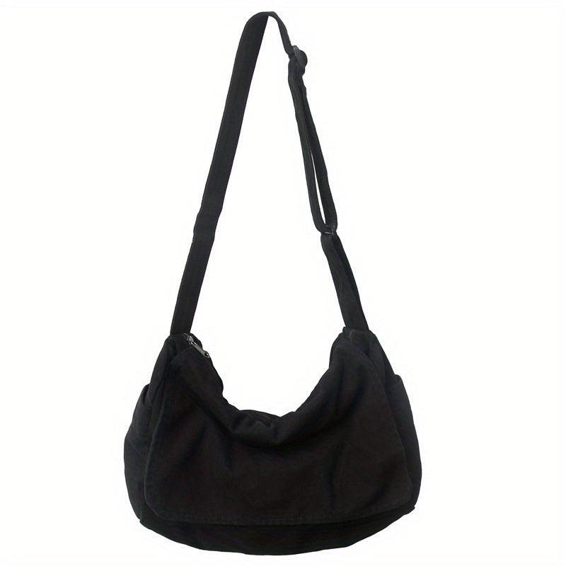 Canvas Messenger Bag Large Capacity Crossbody Bag Student Flap Shoulder Bag