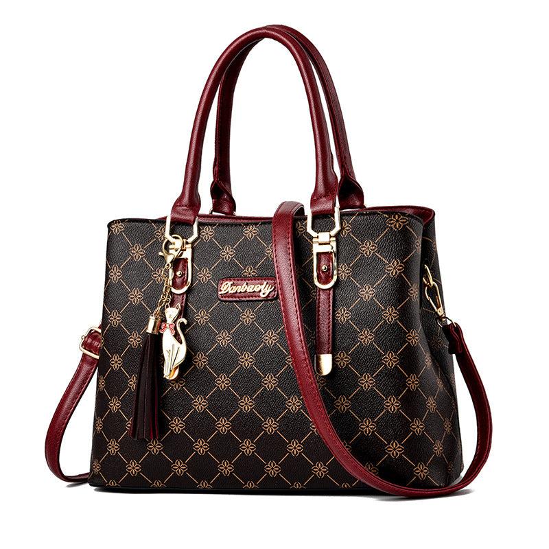 Geometric Pattern Crossbody Bag with Tassel Decor