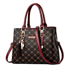 Geometric Pattern Crossbody Bag with Tassel Decor
