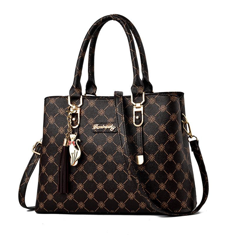Geometric Pattern Crossbody Bag with Tassel Decor