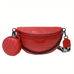 Crocodile Pattern Waist Bag Set Crossbody Bag With Coin Purse