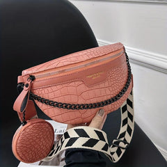 Crocodile Pattern Waist Bag Set Crossbody Bag With Coin Purse