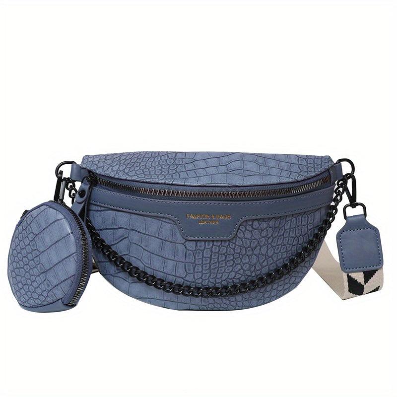 Crocodile Pattern Waist Bag Set Crossbody Bag With Coin Purse